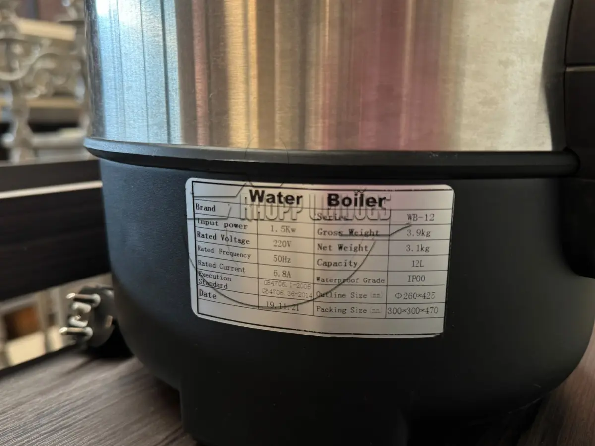 LOTE 008 - Boiler elétrico para água quente em inox – 12 litros – modelo WB-12