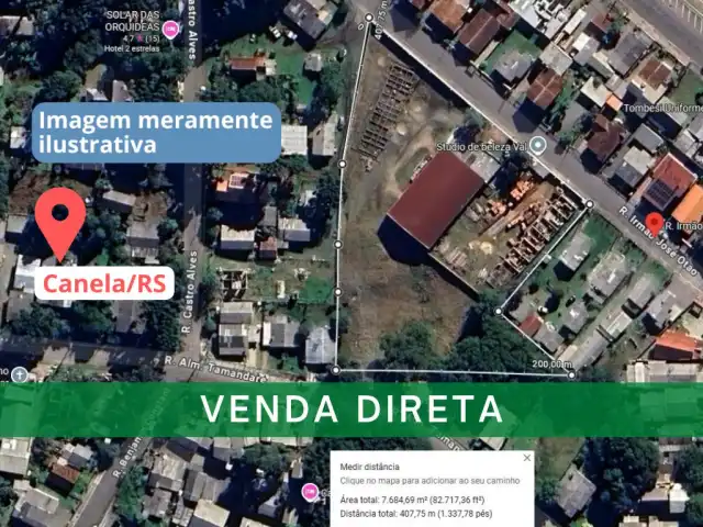 VENDA DIRETA - Área de aprox. 7.765,96m², c/ benfeitorias, em Canela/RS
