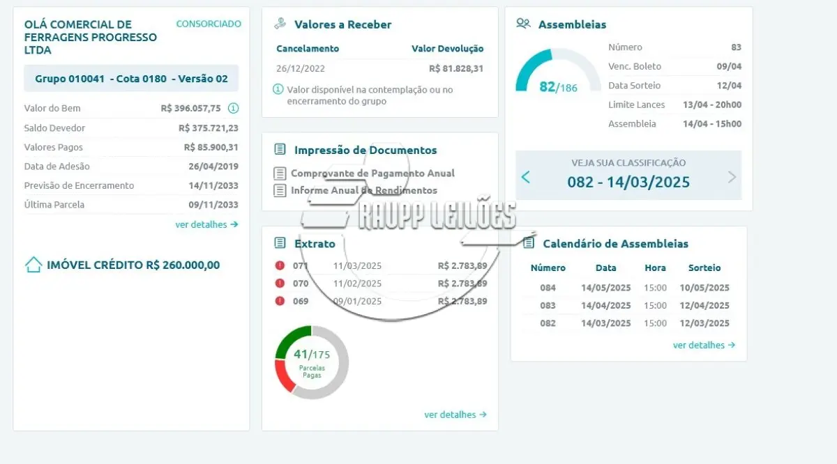 LOTE 002 - 03ª DATA | Cota de consórcio cancelada, junto ao Banrisul